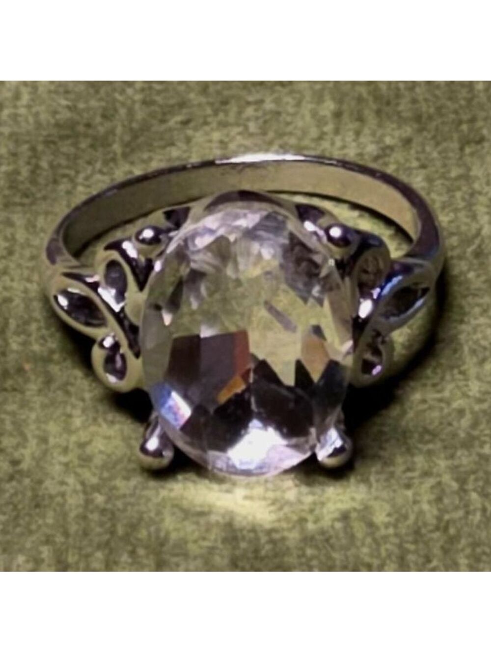 Women's Oval Cut Silver Tone Ring